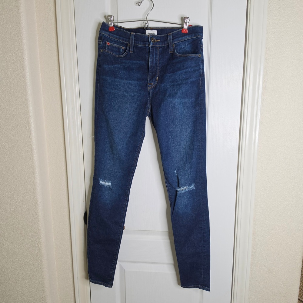 Hudson Blair Super Skinny Jeans Dark Wash Distressed Denim Size 28